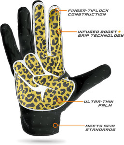 Gants de football américain à paume collante avec design et logo personnalisés, gants de football rembourrés de haute qualité, vente en gros pour les joueurs de ligne - Product Image 3