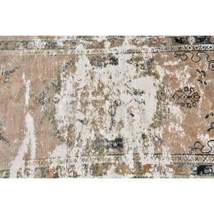 Alfombra Turca Vintage de 3x4,7 pies, Marrón Beige, Hecha a Mano, Lana Ecológica, Pelo Mediano, Patrón Clásico de Patchwork, Base de Látex - Product Image 5