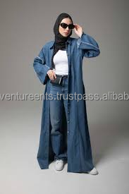 New Muslim Long Dress Pleated Denim Dress Middle Eastern Dubai Ladies Plus Size Dresses - Product Image 5