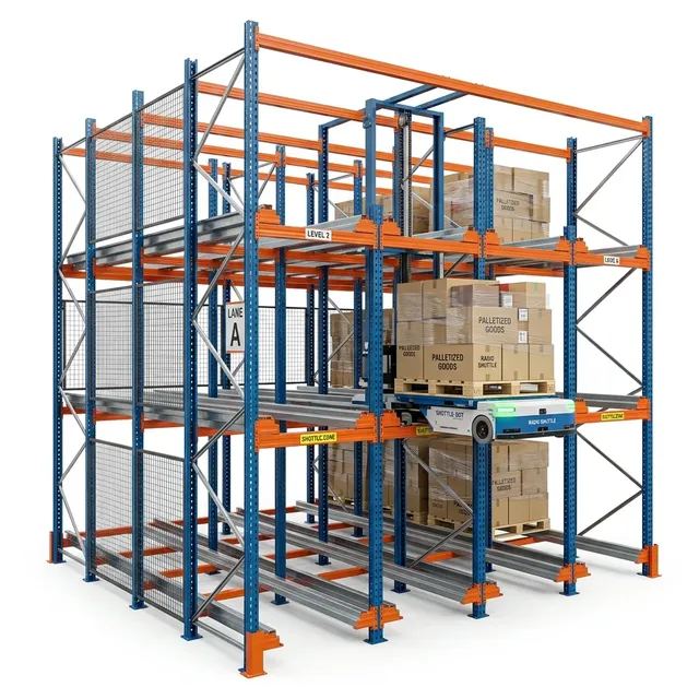 Steel Pallet Shuttle Rack for E-commerce Warehouse ISO9001 Custom Storage Solution
