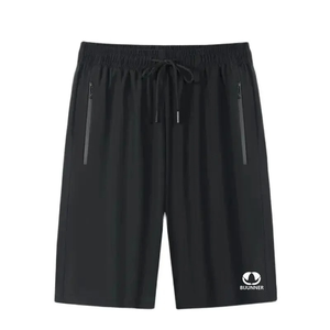 Hombres 100% algodón sólido lujo cremallera bolsillo cuatro vías estiramiento secado rápido drapeado ropa deportiva suelta pantalones cortos de verano - Product Image 2