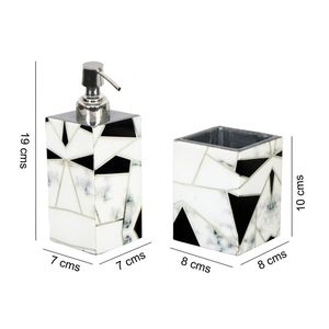 Elegante juego de accesorios de baño de madera hechos a mano con dispensador de jabón líquido y vaso a juego para fines decorativos - Product Image 3