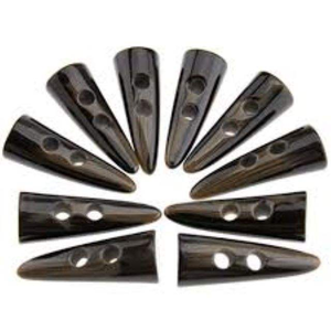 Black Buffalo Horn Folk Art Animal <b>Toggle</b> Sewing Buttons 2-Hole Polished Craft India Art Collectible by Tradebit - Product Image 3