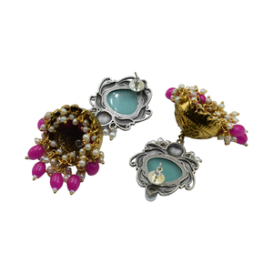 Pearl beads brass <b>earrings</b> jewelry women Fashion <b>stud</b> <b>earrings</b> for ladies kundan jhumka <b>earrings</b> indian traditional gold plated - Product Image 5