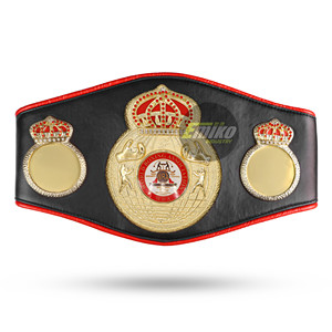 Ceinture de championnat de l'Association mondiale de boxe WBA, plaques centrales en alliage de laiton plaqué or sur une sangle en cuir noir, ceintures personnalisées - Product Image 6