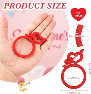 Servilleteros de madera con corazón rojo con clásico para comedor, fiesta de boda y hebillas de aniversario, Día de San Valentín, impresiona a tus invitados - Product Image 4