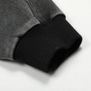 Sweats à capuche personnalisés lavés à l'acide 100% coton épais pleine fermeture éclair lavage à l'acide survêtements sweats à capuche et pantalons de survêtement ensembles pour hommes - Product Image 3