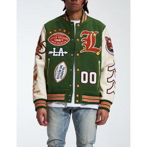 Veste universitaire de baseball d'hiver personnalisée corps en laine manches en cuir véritable brodé conception Letterman support fermeture à glissière - Product Image 3