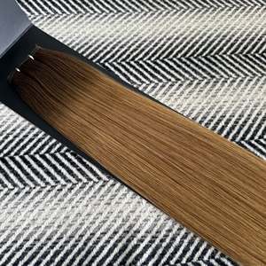 Double Drawn Remy Hair Weave Extensions 28 Inch for Ombre Dark <b>Brown</b> Caramel Blonde - Product Image 4