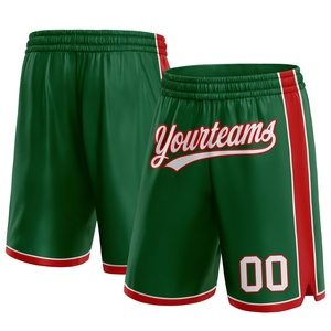 Industrie Direct Engro Sportswear Basketball <b>Shorts</b> Custom Kelly <b>Green</b> White-Red Authentic Basketball <b>Shorts</b> - Product Image 1