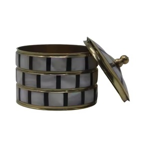 <b>Mother</b> of Pearls Trinket <b>Box</b> Handmade Round Brass Jewelry Storage <b>Box</b> Best Seller Bijous Trinket <b>Box</b> for Stones Placement - Product Image 3