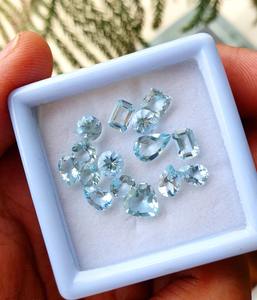 Piedra Preciosa de Aguamarina Natural, Corte Mixto Facetado para Joyería, Suelta, Azul Cielo Limpio, Tratada con Cera/Aceite, 0.3-0.7 Quilates - Product Image 1