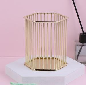 Round Iron Metal <b>Pen</b> Pencil Holder with <b>Gold</b> Finish Lightweight Contemporary Design for Home Office Desktabletop Decor - Product Image 4