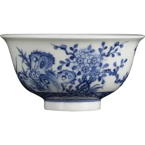 Großhandel Keramik-Teebecher blau und weiß Porzellan handgefertigt handbemalt zum Trinken