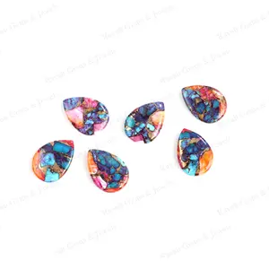 High Quality 10x14mm Pear Natural Smooth Mix Oyster Copper Turquoise Gemstone Jewelry Making Briolette Loose Stone Supplier