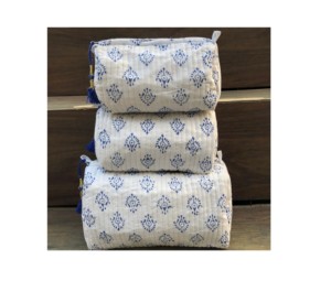 Fashionable Floral Design Printed Cotton Pouch Set Toiletry Pouch Cosmetic Kit Bag Zipper Closure <b>Make</b>-<b>up</b> Pouch Set 3 - Product Image 2