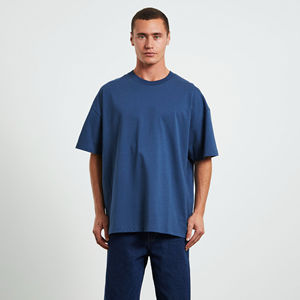 Logotipo personalizado de alta calidad de ropa de gran tamaño liso al por mayor Casual hombro caído estampado Camiseta de algodón para los hombres - Product Image 1