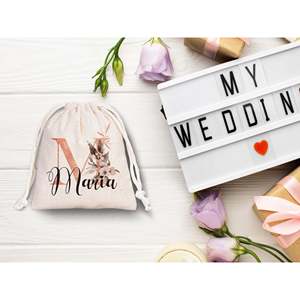 Personalized Bridal Cotton <b>Drawstring</b> <b>Pouch</b> Bags Wedding and Bachelorette Party Gift Bags Customizable Wedding <b>Pouches</b> - Product Image 5