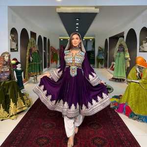 Vintage Modest Party <b>Dress</b> Afghani Floral Embroidery Lace Zipper Tassel Ruffle Washable Button Latest All-Seasons Style - Product Image 4