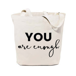 You Are Enough Cotton Canvas Tote Bag Durable Eco-Friendly Simple Letter Pattern Heat Transfer Medium for Daily Use Advertising - Product Image 1
