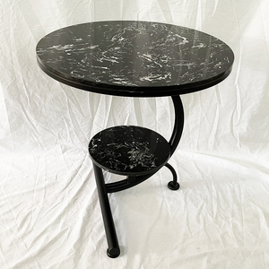 Luxury Two-Tiered Convertible Living Room <b>Table</b> Contemporary Style with Black Stone Top and <b>Iron</b> Frame for Entry Use-TT68125 - Product Image 5