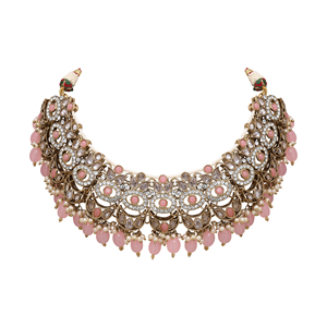 Reverse AD nupcial Chandbali gargantilla conjunto collares ortodoxos tradicionales con cadenas de aleación de forma ovalada regalo perfecto para ella - Product Image 4