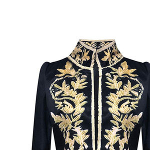Custom Style Winter <b>Jacket</b> Unique Embroidery Solid Pattern Metallic Gold Wire Embellishments Stand Collar Unique Uniform Design - Product Image 6