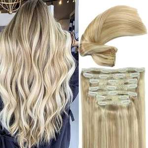 100% extensions de cheveux humains Remy bruts Double clip dessiné dans les extensions de cheveux 7 pièces/ensemble pince sans couture de Style droit soyeux dans - Product Image 1