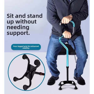 Bastón de apoyo para caminar de base ancha, ajustable, con cuatro patas, antideslizante, para asistencia en la movilidad y estabilidad. - Product Image 4