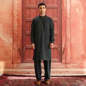Conjuntos de Shalwar Kameez de Diseñador, Transpirables y Cosidos, Kurta Larga de Longitud Regular, Pantalones Salwar para Hombre, Talla Grande, para Toda Temporada - Product Image 4
