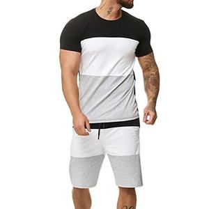 Conjunto de camiseta y pantalones cortos con estampado bordado de diseñador de algodón informal de verano para hombre, logotipo personalizado, al por mayor precio bajo, estilo Formal - Product Image 1