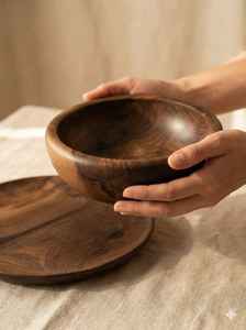 Bol en bois avec cuillère, imprimé émail, fait à la main, écologique, luxe, cuisine et vaisselle - Product Image 3