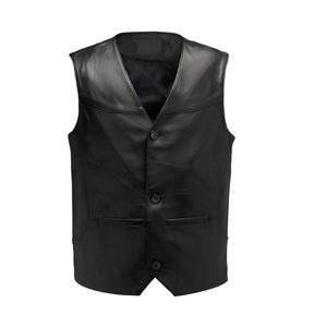 Leather Canvas <b>Vest</b> <b>Men</b> Women Motorcycle Biker Faux Black Brown Genuine Leather Puffer Riding Gilet Western Custom Solid Casual - Product Image 1