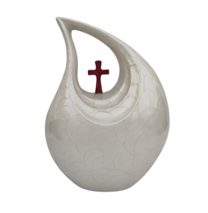 Urna para cenizas humanas Urna cremada Cruz de lágrima Urna blanca para cenizas humanas adultas Tamaño completo - Product Image 6