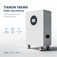 Batterie LiFePO4 Tianon 51.2V 16kWh de qualité A 314Ah IP21 pour système de stockage d'énergie domestique AC avec BMS, fabriquée en Chine
