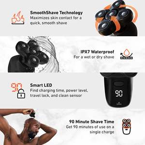 Afeitadora Eléctrica Todo en Uno para Hombres Calvos, IPX7, Aceite Pre-Afeitado, Desodorante Post-Afeitado, para Uso en Autocaravanas, Estuche de Viaje - Product Image 2