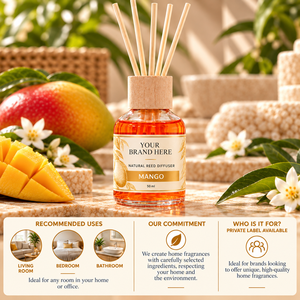 Diffusore di Aromi OEM al Mango 50ml |   Profumo per la casa tropicale e fruttato |   Produttore di Marchi Privati Spagna - Product Image 3
