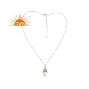 Mejor Venta de plata esterlina 18K chapado en oro Natural Prehnita Calcedonia piedra preciosa colgante collar joyería para mujeres - Product Image 5