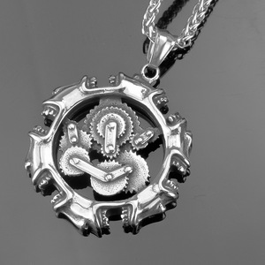 yunnique <b>Titanium</b> Steel Men's Pendant Necklace-Retro Punk Motorcycle Gear Fashion Wholesale - Product Image 4