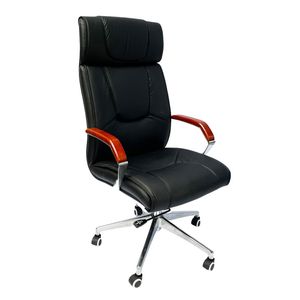 Silla Ejecutiva Ergonómica de Lujo MFZ858 Tapizada en Cuero PU con Reposabrazos de Madera, Silla Elevadora con Altura Ajustable para Uso Doméstico - Product Image 1