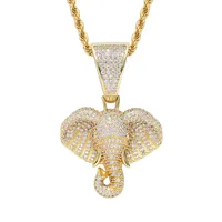 Collier pendentif lion plaqué or 18 carats avec chaîne micro-pavée de diamants, bijoux de fête unisexe style hip-hop bling