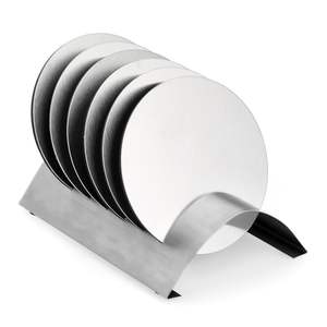 Juego de Posavasos Modernos de Acero Cepillado, Diseño Circular Minimalista, Base Antideslizante para Mesa, Venta al por Mayor - Product Image 2