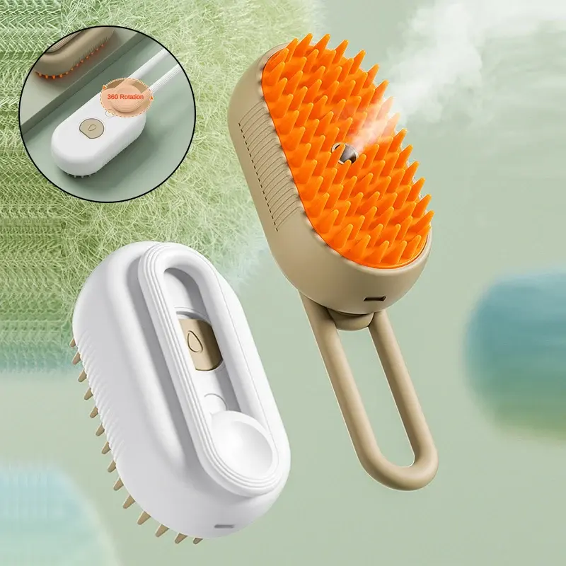 Steamy Cat Brush 3 in 1 Elektrische Anti-Spritz-Katzen bürste mit Dampfs pray für die Massage Tier pflege Kamm Haaren tfernungs kämme Neu