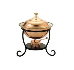 Réchaud en cuivre indien authentique avec poli fini à la main et support chauffant adapté aux besoins de service traditionnels - Product Image 1