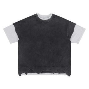 T-shirt vierge surdimensionné 100% coton délavé à l'acide vintage Streetwear style court Boxy lourd pour hommes vente en gros - Product Image 1