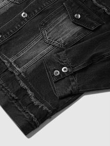 Clothing Manufacturers Washed Distressed Frayed Denim <b>Fabrics</b> Custom Denim Jacket Men Men's Jackets - Product Image 4