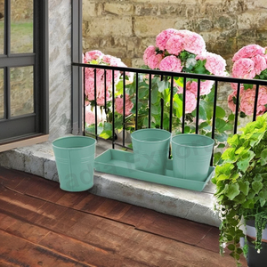 3 Pots de 27 cm avec plateau de 12 cm pour plantes et fleurs pour le jardin et la maison - Product Image 1