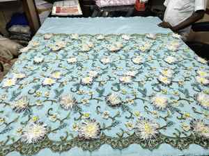 Tela de Lujo para Vestido de Gala con Flores 3D y Bordado a Mano con Cuentas - Product Image 2