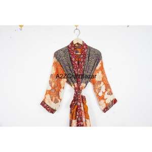 เสื้อผ้าผู้หญิง ดีไซน์หรูหรา คอวี แขนยาวผูกเชือก ผ้าไหม ยาวเต็มตัว ดีไซน์แบบต่อผ้า ระบายอากาศได้ดี นุ่มลื่น สวมใส่สบายทุกฤดู สไตล์ลำลอง หรูหรา - Product Image 2