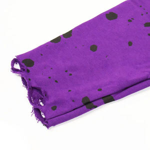 <b>Purple</b> Color <b>Men's</b> Raw Hem <b>Hoodies</b> Sweatshirts Made Cotton Fleece Distress 350 GSM Screen Print Logo <b>Hoodies</b> For Adult - Product Image 5